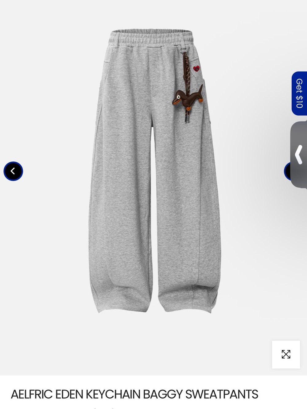 Aelfric Eden Gray Baggy Sweatpants with Keychain Charm NWT SIZE MEDIUM